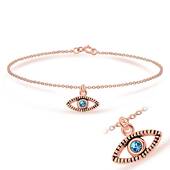 Eye with Rhinestone Silver Bracelet BRS-44-RO-GP